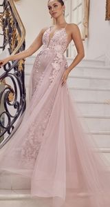 Blush or blue lace fitted new long beaded gown with over skirt